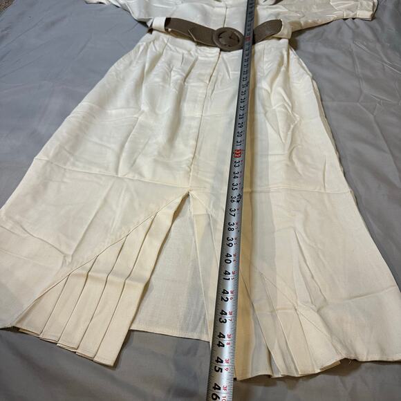 VNTG Positive Influence Cream/Brown Western Style Belted Short Sleeve Dress- S - Picture 9 of 14